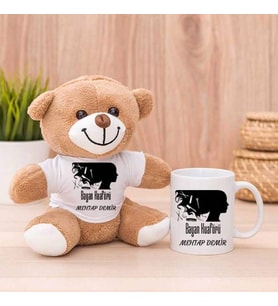 Bayan Kuaförüne Hediye Peluş Ayıcık ve Kupa Bardak (Model 1)