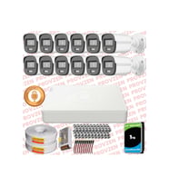 Provzen Hikvision 12'li Full HD Güvenlik Kamerası Set 7/24 Renkli, Mikrofonlu, Olay Anında Bildirim
