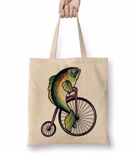 Feminism Fish Without A Bicycle Balık Bez Çanta Uzun Saplı