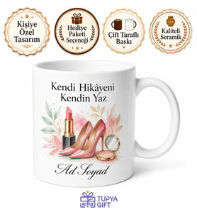 Kadın Yaşam Dergisi Temalı Kupa Bardak Moda Güzellik Makyaj Hediye