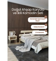 Lotus New Model Masif Ahşap Karyola ve 2 Adet Komodin Kolay Kurulum Fırınlanmış İthal Sibirya Çamı 180x200 Yatak Uyumlu 2 Adet Komodin