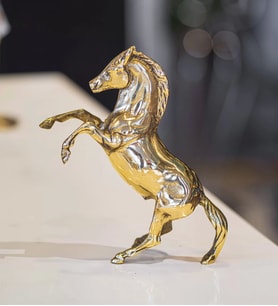 PİRİNÇ DÖKÜM ŞAHLANAN AT FİGÜRÜ GOLD RENK