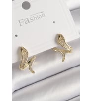 Pirinç Gold Renk Zirkon Taşlı Yılan Model Kadın Küpe - Tj-Bkp9790
