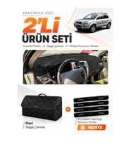 HYUNDAİ TUCSON 1 (2004-2009) Uyumlu Torpido Örtüsü + Deri Bagaj Çantası + Sticker Seti - Siyah