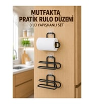 Yapışkanlı WC Kağıtlığı Siyah Rulo Tutucu
