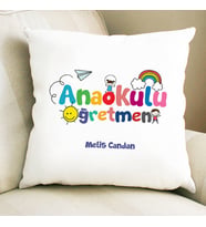 Kişiye Özel Anaokulu Öğretmenine Hediye Kare Yastık