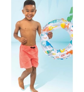 Balık Basklı Simit 51 cm (3-6 Yaş) Yüzme Simidi Havuz Deniz Şişme Yüzücü  Sea Ring Pool (Karışık)