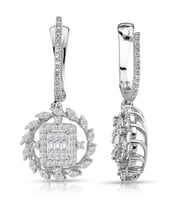 Modern Tasarım 1.10 Ct Baget Kare Küpe (Beyaz-Altın)