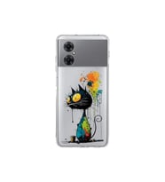 Redmi Note 11R ile Uyumlu Splash Kedi Tasarımlı Şeffaf Silikon Kılıf