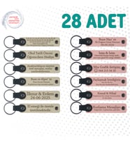 S Kahve & Yavru Ağzı, Yılbaşı Kutlamalarına Anlamlı Anı 28’li Set, Mesajlı Deri Hatıra Anahtarlık