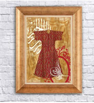 Altın Varaklı  Çerçeveli Paspartulu Tablo ndd1407 (Gold)