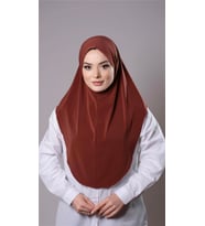 Kiremit Pratik Hazır Geçmeli Tesettür Eşarp Sandy Kumaş Düz Hijab 2308_05