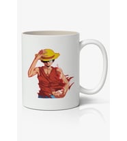 One Piece Hasır Şapkalı Luffy  Anime Baskılı Beyaz Kupa Bardak
