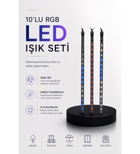 Dekoratif Ortam Aydınlatması RGB LED 10’lu Çubuk Seti