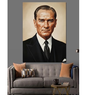 Mustafa Kemal Atatürk Portresi Dekoratif Kanvas - Mdf Ahşap Tablo