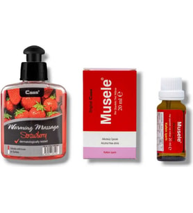 Caas Çilek Aromalı Isıtıcılı Masaj Yağı 100 Ml + Musele Kadınlara Özel Damla