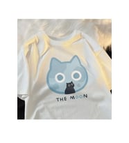 Y2K Kawaii Kore Tarzı The Moon Beyaz T-shirt
