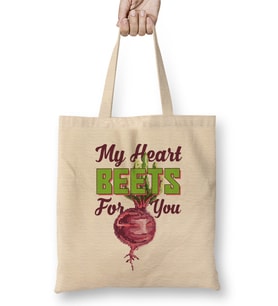 My Heart Beets For You Beetroot Pixel Art Bez Çanta Uzun Saplı