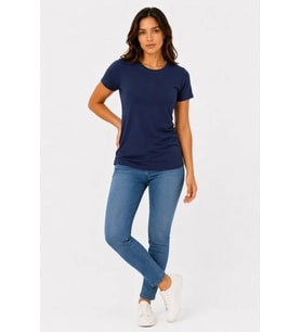 Basic Tişört Bisiklet Yaka Kısa Kol Günlük Yazlık Slim Fit T-Shirt - Lacivert