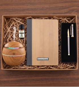 Kişiye Özel Defter & Dolma Kalem & Hava Nemlendirici & Esansiyel Yağ Hediye Seti