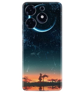 Tecno Spark 10 Pro Kılıf Silikon Desen Özel Seri Ay ve Kız 1720