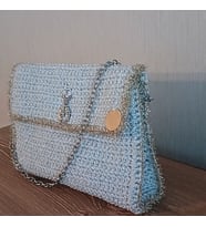 Simli Silver&Gold Zincir Askılı Kadın Clutch Çanta