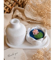 Lotus model mum ve vazo seti dekoratif hediyelik