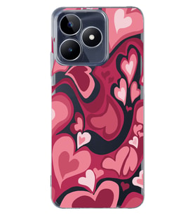 Realme C53 Uyumlu Kalp Desenli Şeffaf Telefon Kılıfı