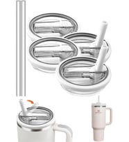 2 Adet Flip Pipetli Kapak – Stanley Quencher ile Uyumlu 40 Oz – Sızdırmaz Kapak + 2 Pipet – Beyaz Renk