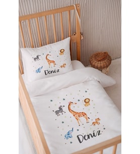 %100 Pamuk Saten Isme Özel 100x150 Bebek Yatak Nevresim Seti