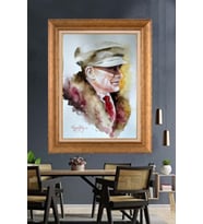Altın Varaklı Çerçeveli Paspartulu Atatürk Tablo nh54 (Gold)