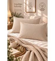 Bej 2'li Yastık Kılıfı %100 Pamuk 50x70 Kapaklı