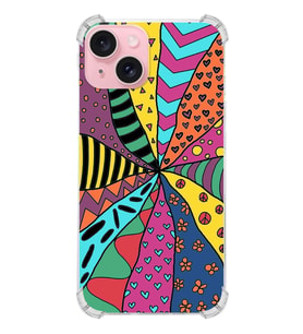 PrintiFy Apple iPhone 15 Uyumlu Retro Color 4 Baskılı Şeffaf Köşe Korumalı Antişok Kılıf