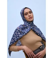 Silk Home Eco Viscose Leopar Desen  Şal 6001 (Lacivert-İndigo)