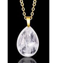 Sertifikalı 24k Altın Kaplama Damla Kesim Kristal Kuvars Taşı Kolye (Çok Renkli)
