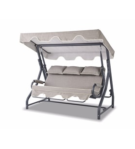Salvia 3 Kişilik Yatarlı Bahçe Salıncağı Balkon Teras Salıncak Gri Minder (Antrasit)