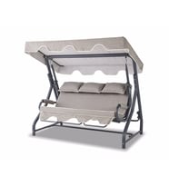 Salvia 3 Kişilik Yatarlı Bahçe Salıncağı Balkon Teras Salıncak Gri Minder (Antrasit)
