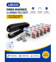LACCO Zımba Makinesi Seti 24/6 Zımba Makinesi 5 Kutu Zımba Teli Toplam 5000 Adet Dayanıklı Metal Ofis Okul Ev Kullanımı