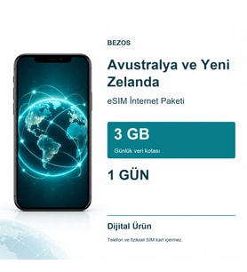 Northcity Avustralya ve Yeni Zelanda eSIM İnternet Paketi Günlük 3 GB 1 Gün