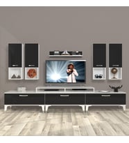 Decoraktiv Ekoflex 8DA Mdf Silver Tv Ünitesi Tv Sehpası - Beyaz Siyah (Siyah - Beyaz)