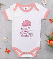 BK Kids Good Night My Darling Tasarımlı Pembe Bebek Body Zıbın-1
