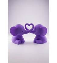 MYCRAFT3D Sevgili Fil Biblo Seti Kalp Figürlü Minimal Dekoratif Obje Hediye Çift Fil Heykel 20x10cm
