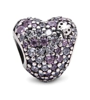 Nur Silver Taşlı Kalp ve Uğur Böceği Gümüş Charm NUR-BL00068