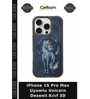 iPhone 15 Pro Max Uyumlu Unicorn Desenli Kılıf 3D Şarj Kapağı Cep Kılıfı Telefon Aksesuarı