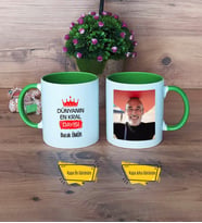 Dayıya Hediye Kupa Bardak Yeşil Fotoğraflı Dayıya Doğum Günü Hediyesi