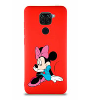 Xiaomi Redmi Note 9 Soft Premier Kapak Minnie Mouse-E Tasarımlı Silikon Kılıf - Kırmızı (Şeffaf)