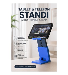 Ayarlanabilir Tablet & Telefon Standı Yükseklik Ayarlı Masaüstü Stand Kaymaz Taban Ergonomik Tutucu