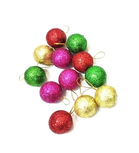 Party Marty Ağaç Süsü Simli Top 3Cm 12Li - 3 paket