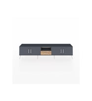 Arges TV Ünitesi 3 Raflı Tek Çekmeceli 4 Kapaklı 220x30x51 Antrasit-Antrasit/Çam