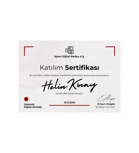 Gri Kırmızı Siyah Sade Modern Katılım Sertifikası
